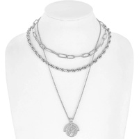 COIN PENDANT MULTI LAYERED CHAIN NECKLACE