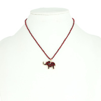RED AND BLACK HOUNDSTOOTH ELEPHANT PENDANT NECKLACE