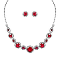 CRYSTAL RHINESTONE NECKLACE AND EARRINGS SET