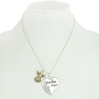 INSPIRATIONAL RELIGIOUS MESSAGE WITH GUARDIAN ANGEL PENDANT NECKLACE