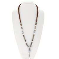 BLESSED SANDALWOOD BEAD MIX CHARM NECKLACE