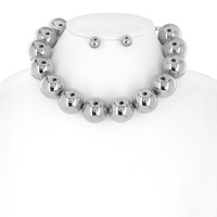 25MM CCB / PEARL COLLAR CHOKER NECKLACE AND EARRINGS SET