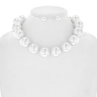25MM CCB / PEARL COLLAR CHOKER NECKLACE AND EARRINGS SET