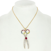 FASHION CRYSTAL RHINESTONE SEWING SCISSORS PENDANT NECKLACE