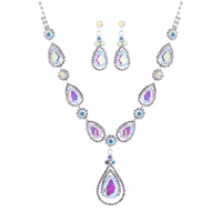 CRYSTAL RHINESTONE TEARDROP NECKLACE AND EARRINGS SET