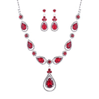 CRYSTAL RHINESTONE TEARDROP NECKLACE AND EARRINGS SET