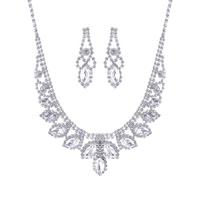 CRYSTAL RHINESTONE MARQUISE WEDDING NECKLACE AND EARRINGS SET