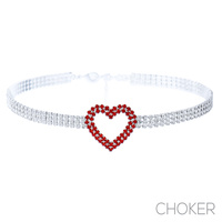 s rs red heart center choker