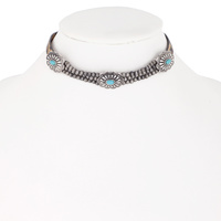 WESTERN CONCHO NAVAJO PEARL LEOPARD CHEETAH CHOKER NECKLACE