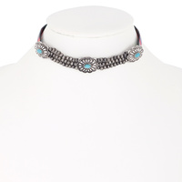 WESTERN CONCHO NAVAJO PEARL SERAPE STRIPE CHOKER NECKLACE