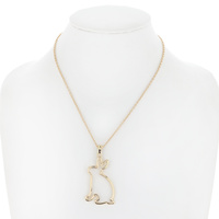 EASTER RABBIT SHAPED OUTLINE METAL PENDANT NECKLACE