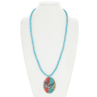 LONG HORN WOOD PENDANT 30"