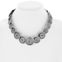 WESTERN SUNBURST DESIGN ADJUSTABLE CONCHO NECKLACE