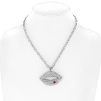 RHINESTONE LIP PENDANT NECKLACE