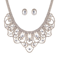 CRYSTAL RHINESTONE STATEMENT BIB NECKLACE AND EARRINGS SET