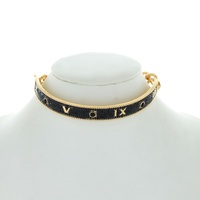 ROMAN NUMERALS CRYSTAL RHINESTONE PAVE ADJUSTABLE CHOKER CHAIN NECKLACE