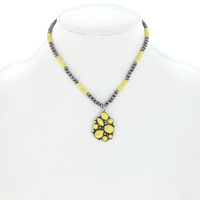 NATIVE AMERICAN STYLE TEARDROP CLUSTER SEMI STONE  NAVAJO PEARL BEADED ADJUSTABLE NECKLACE