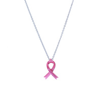 BREAST CANCER PINK RIBBON PENDANT NECKLACE