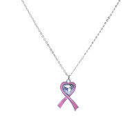BREAST CANCER PINK RIBBON PENDANT NECKLACE
