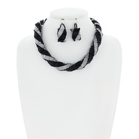 BOHO MULTICOLOR SPIRAL BEADED NECKLACE EARRINGS SET