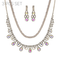 CRYSTAL RHINESTONE TEARDROP NECKLACE AND EARRINGS SET