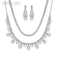 CRYSTAL RHINESTONE TEARDROP NECKLACE AND EARRINGS SET