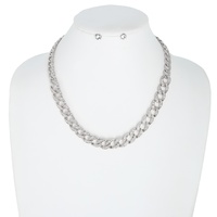 CRYSTAL RHINESTONE PAVE CHAIN LINK NECKLACE SET