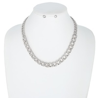 CRYSTAL RHINESTONE PAVE CHAIN LINK NECKLACE SET