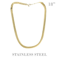 18" UNISEX CUBAN LINK CHAIN NECKLACE IN GOLD AND SILVER TONE STAINLESS STEEL