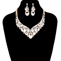 Oval Gem V Cluster Necklace And Earrings Set Nbq6Gcl
