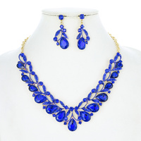 CRYSTAL RHINESTONE V SHAPE NECKLACE SET