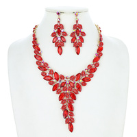 RHINESTONE NECKLACE SET W/ LEAVES