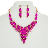 FLOWER PETAL PROM WEDDING NECKLACE AND EARRINGS SET