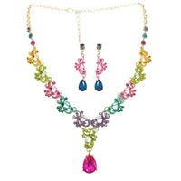 FLORAL TEARDROP GEMSTONE NECKLACE SET