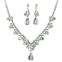 VINE GEMSTONE CLUSTER V-SHAPED NECKLACE SET