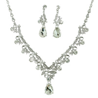 VINE GEMSTONE CLUSTER V-SHAPED NECKLACE SET