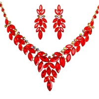 CRYSTAL GEMSTONE CLUSTER V-SHAPED NECKLACE SET