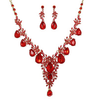 BRIDAL CRYSTAL CLUSTER FLORAL NECKLACE SET