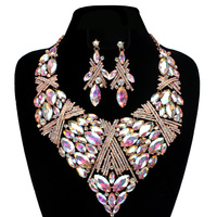 FANCY STONE BIB NECKLACE/ER SET