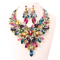 CHUNKY GEMSTONE STATEMENT NECKLACE AND EARRINGS SET