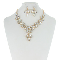 LARGE RHINESTONE NECKLACE SET W/GEMS