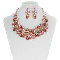 LARGE RHINESTONE NECKLACE SET W/SMALL GEMS
