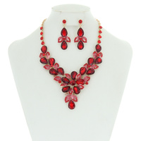 FLORAL BOUQUET STONE NECKLCE/ER SET