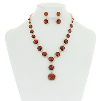 ROUND HALO STONE NECKLACE/ER SET