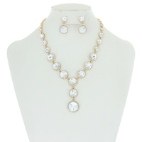 ROUND HALO STONE NECKLACE/ER SET