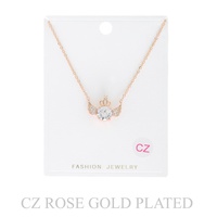 GOLD PLATED CZ ANGEL WINGS PENDANT NECKLACE