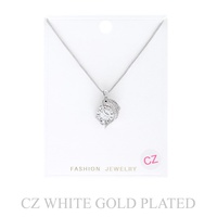 GOLD PLATED CZ DOLPHIN SOLITAIRE PENDANT NECKLACE