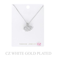 GOLD PLATED CZ GEMSTONE SWAN PENDANT NECKLACE