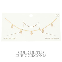 GOLD PLATED TEARDROP CZ STATION NECKLACE
