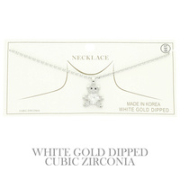 GOLD PLATED TEDDY BEAR CZ PENDANT NECKLACE